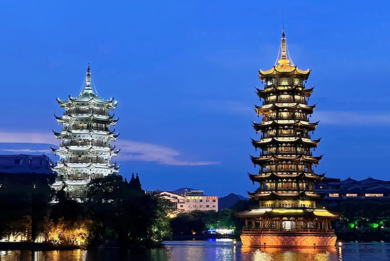 China Guilin Tourist Attractions Sun and Moon Twin Towers.jpg